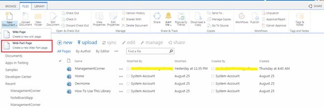 new document in share point