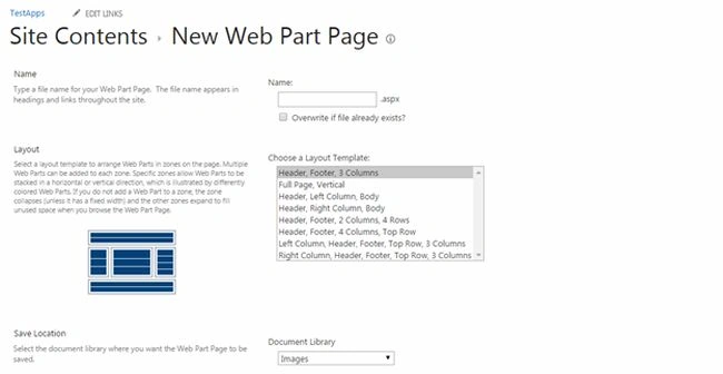 new web part page