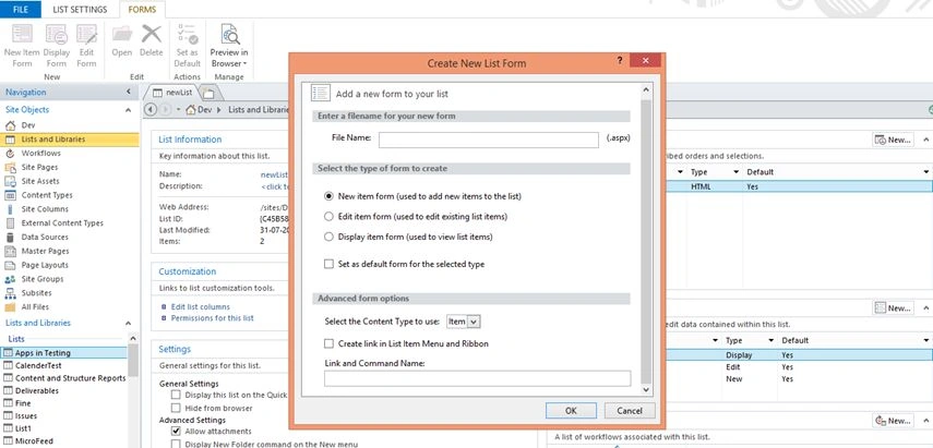 Create new list