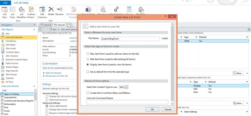 Display Item Form