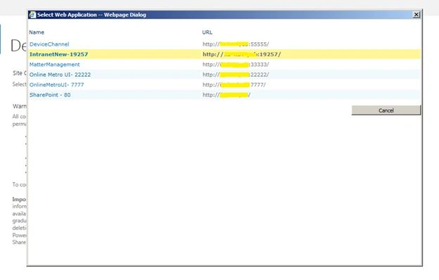 Web application from dialog box