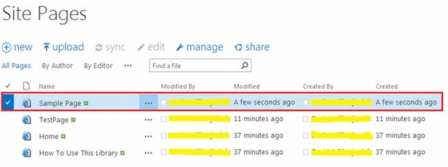 select a page to delete in SharePoint