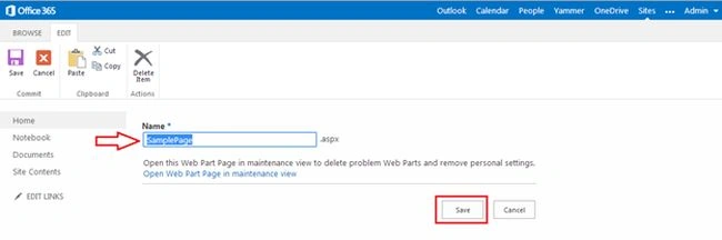 rename sharepoint page