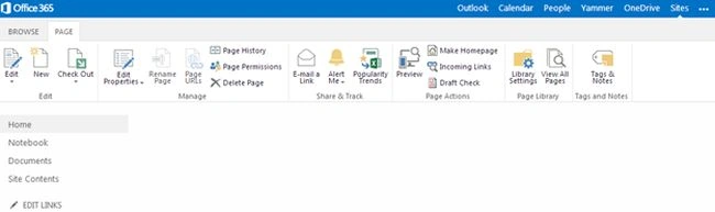 ribbon bar in sharepoint
