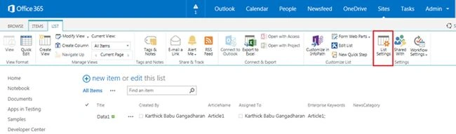 list settings