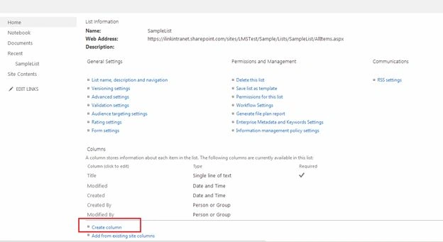 Create column