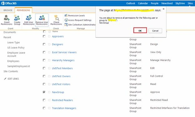 Remove User Permission on top ribbon
