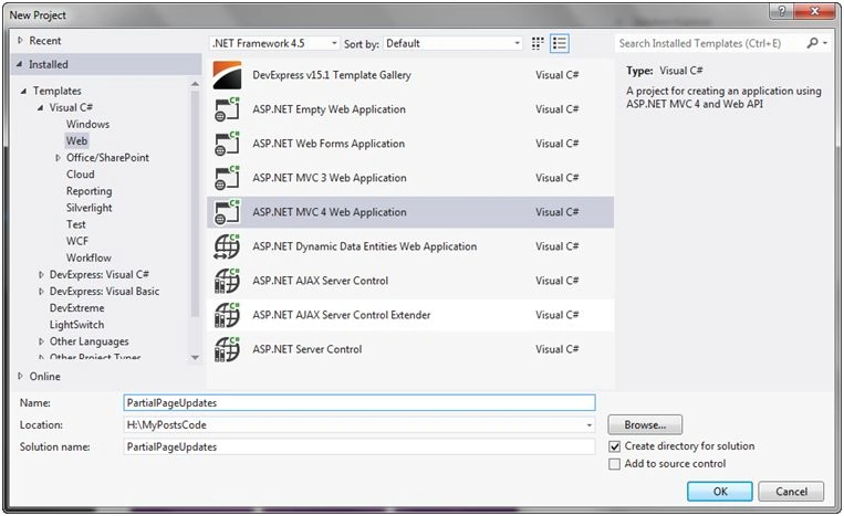 new ASP.Net MVC Project