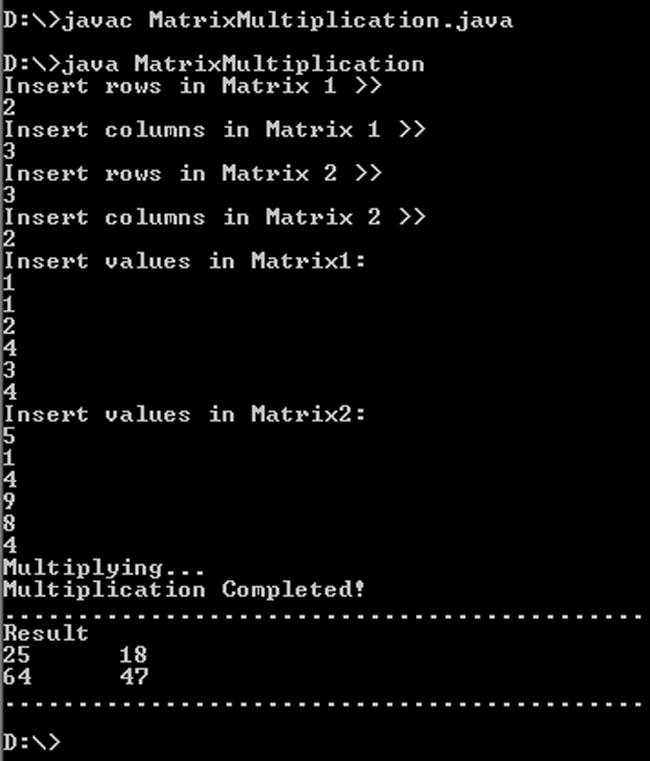 Matrix Multiplication in Java