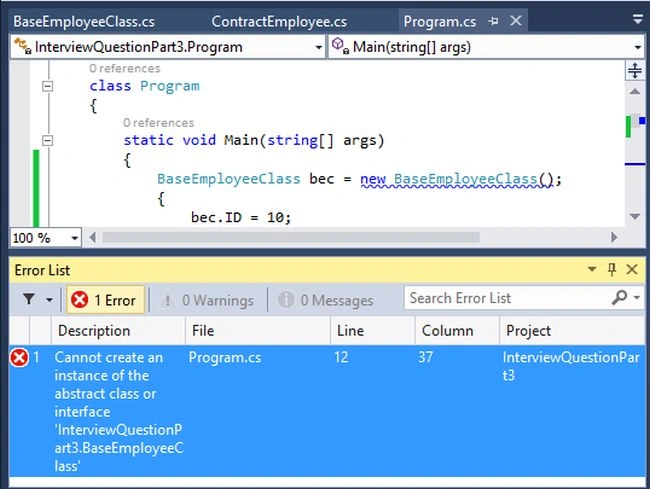 get compiler error