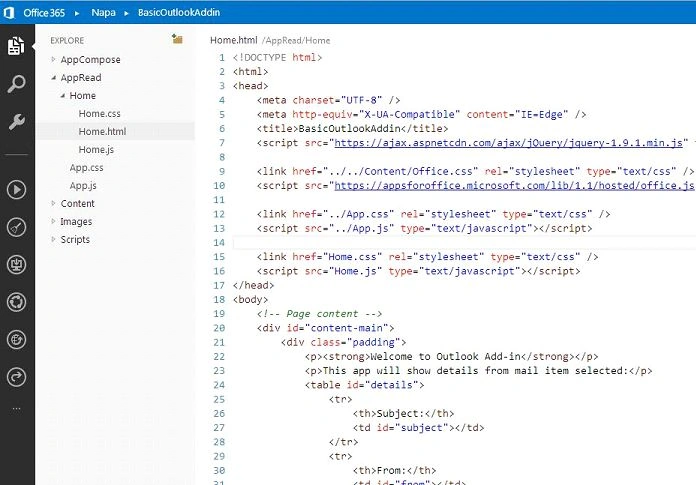 home page code