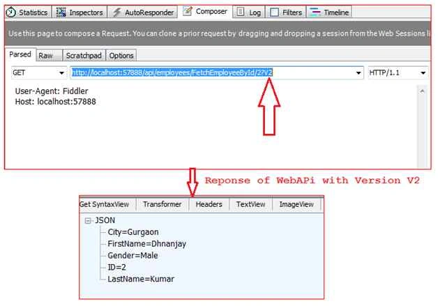 response from WebApi with version