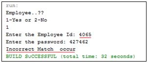 If EmpID or Password are incorrect