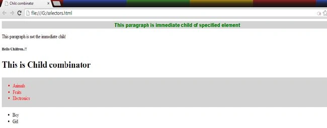 Child combinator