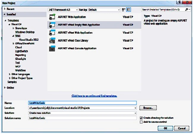 asp dot net empty web application