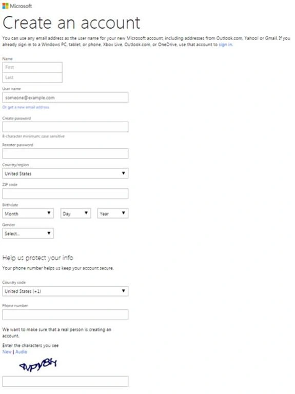 create an account