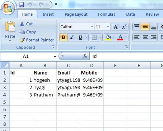 Excel link