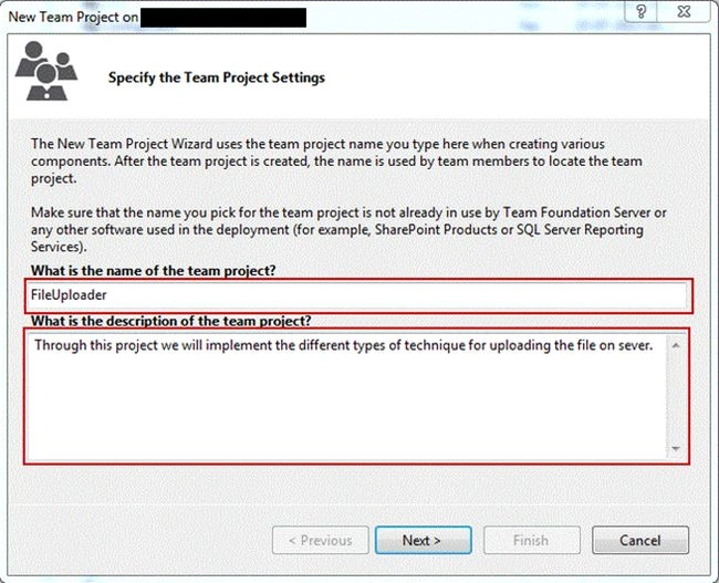 specify team project setting