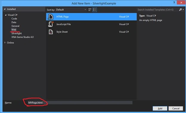 add a HTML Page