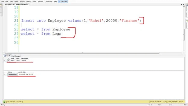 Insert the data in the Employee table