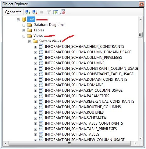 Test database and Expand the Views