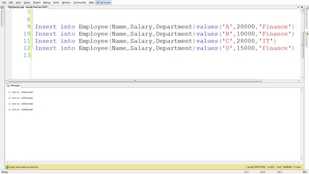 Insert some values in the table