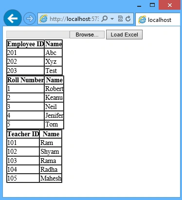 load excel
