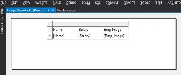 reports using Table