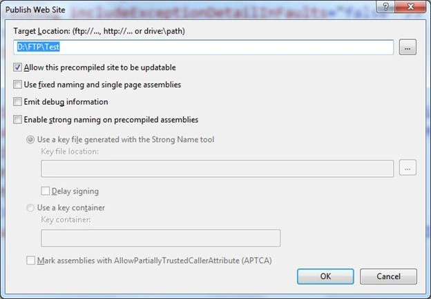 Publish the website in a local folder