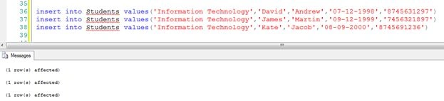 Student names of Information Technology