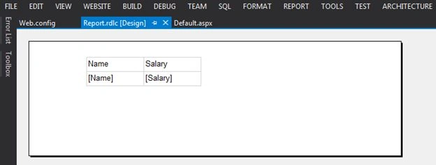 reports using Table