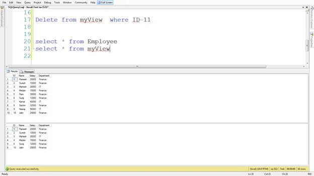 After the deletion select the view