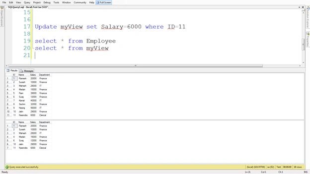 After the updation select the view