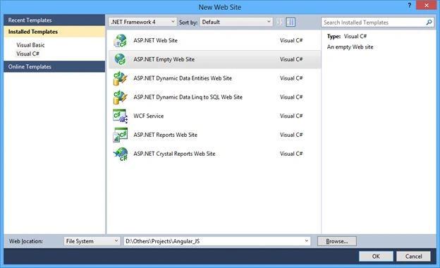 Create a empty Asp Net website 