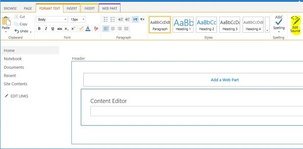 Add Content Editor Web part