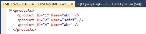inserted temp table data using XML