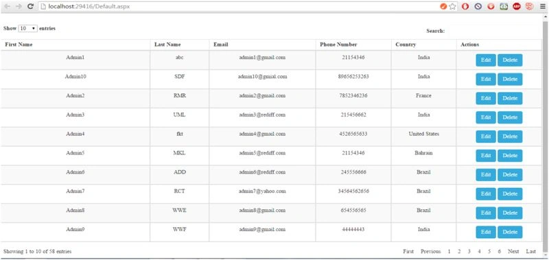 Jquery DataTable