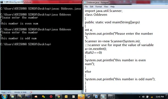program and output in cmd