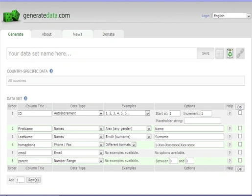  Open generatedata.com