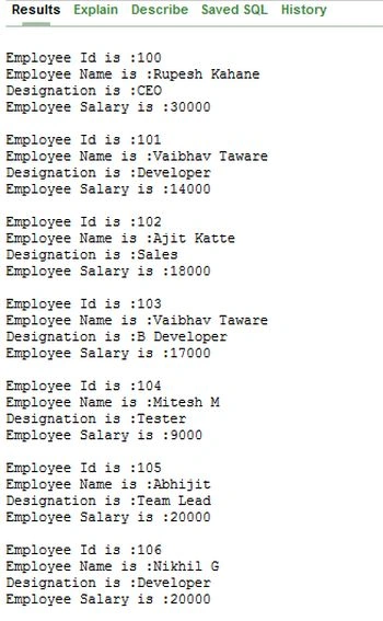 employee information in oracle