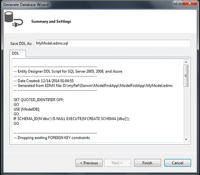 Summary of settings