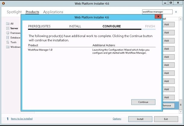 Install continue
