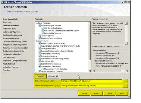 Feature-Selection in sql server