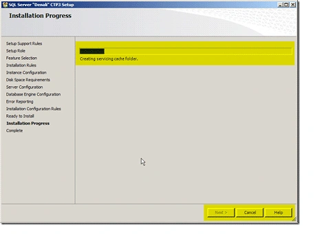 Installation Progress of sql server