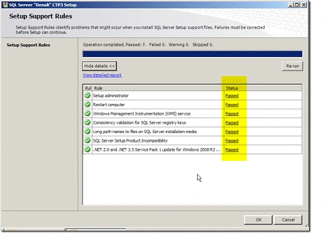 Setup Support Rules in sql server