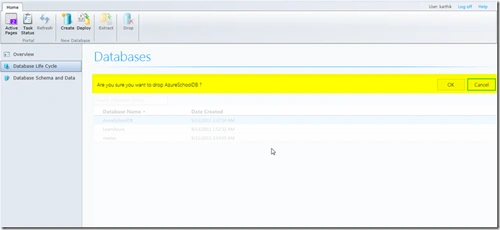 delete the database in SQL AzureQ2