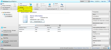 Ribbon Menu in SQL Azure Q2