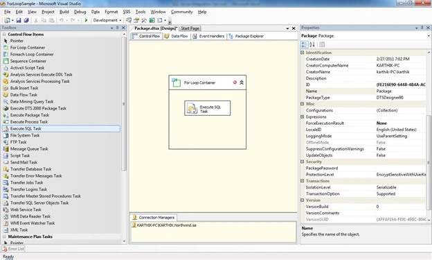 For Loop container task in SSIS Packaging