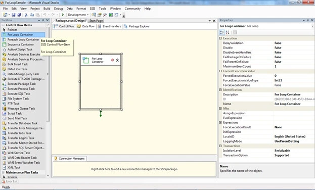 For Loop container task in SSIS Packaging