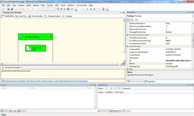 For Loop container task in SSIS Packaging